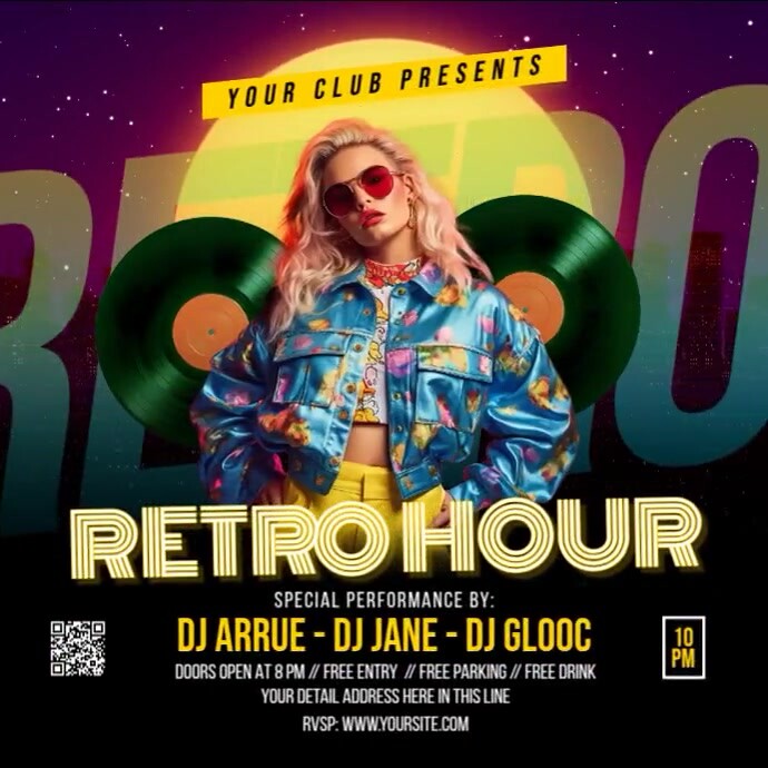 Retro Party Program Copy of Retro Hour Party Event | PosterMyWall