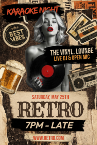Retro Karaoke Night Party Poster template