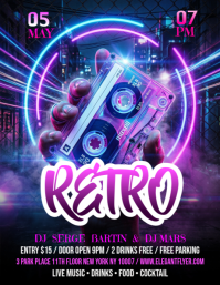 Retro music party Flyer (US Letter) template