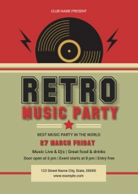 Retro Music Party Flyer A6 template