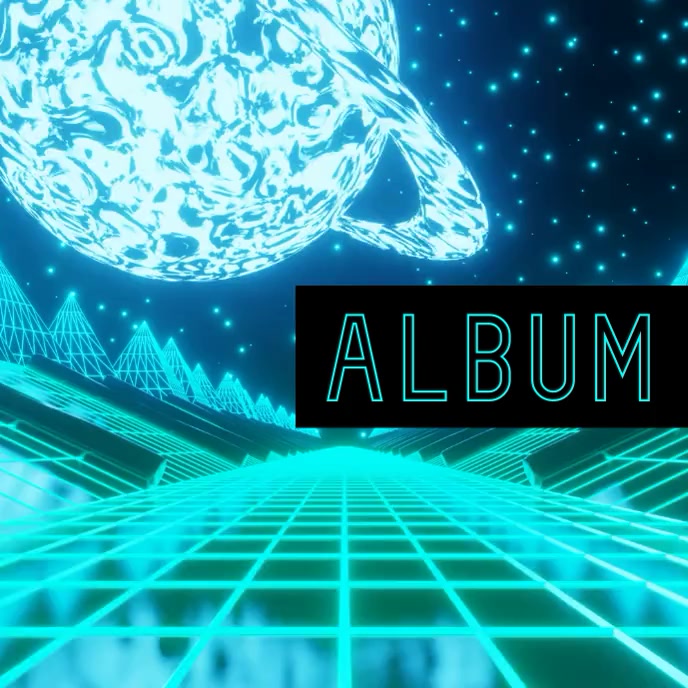 Retro Neon World album cover video template