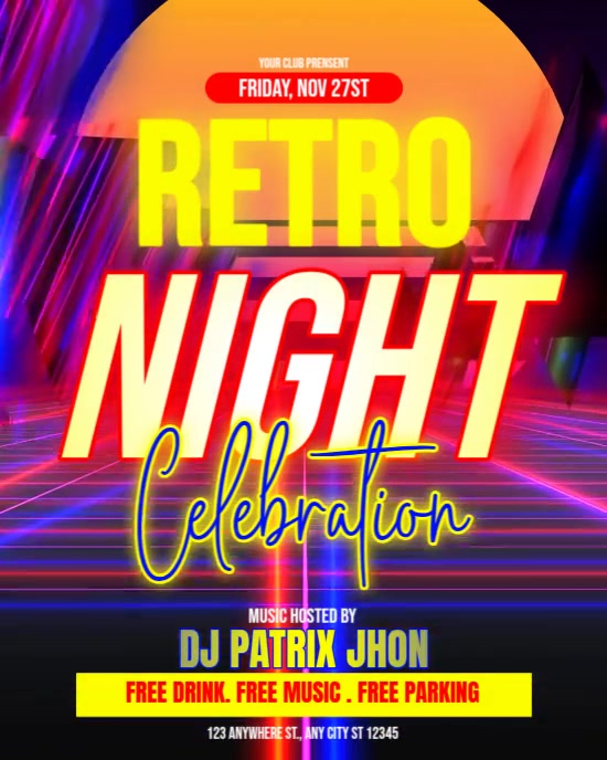 Retro Night Celebration Template | PosterMyWall
