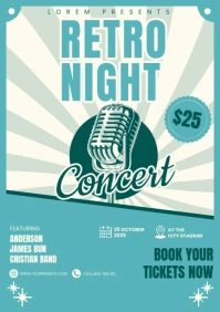 Retro Night Concert Flyer A4 template