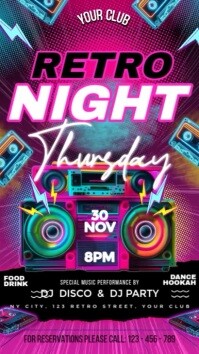 Rosa Retro Night Club Event Tampilan Digital Template