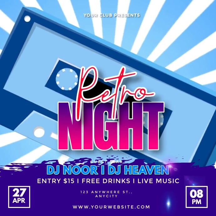 Retro Night Instagram Post template
