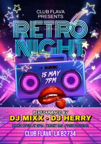 Retro Night Flyer A5 template