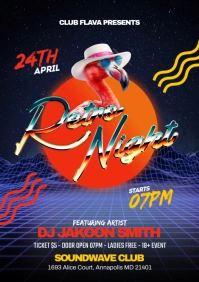 Retro Night Flyer A5 template
