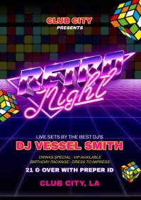 Retro Night Flyer A5 template