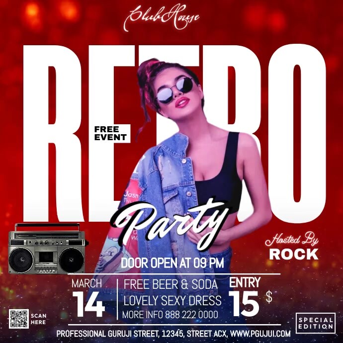 retro night/musical night Instagram Post template