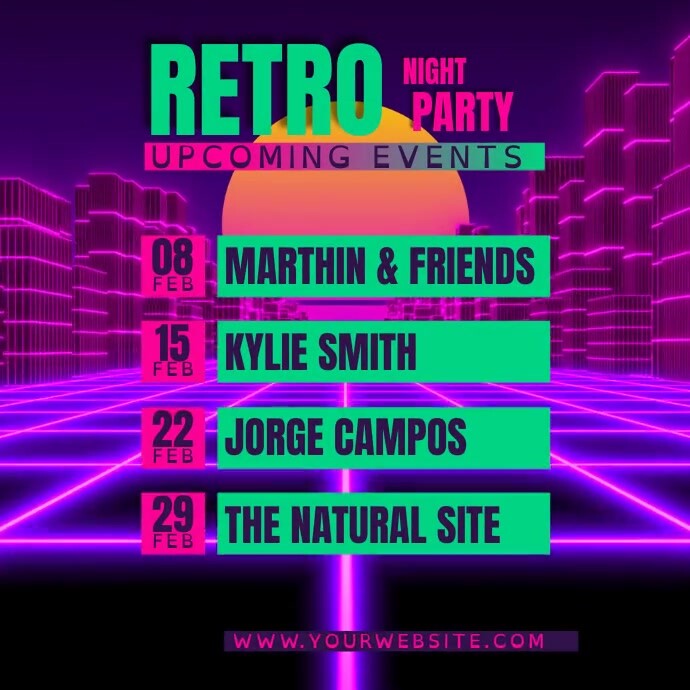 Retro Night Party Upcoming Events Template | PosterMyWall