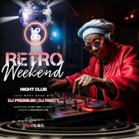 retro old school party ad psd free Vierkant (1:1) template