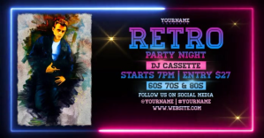 retro party ad design template Imagen Compartida en Facebook