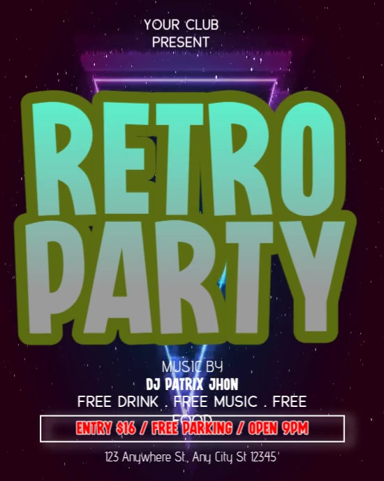 retro party Instagram Portrait template