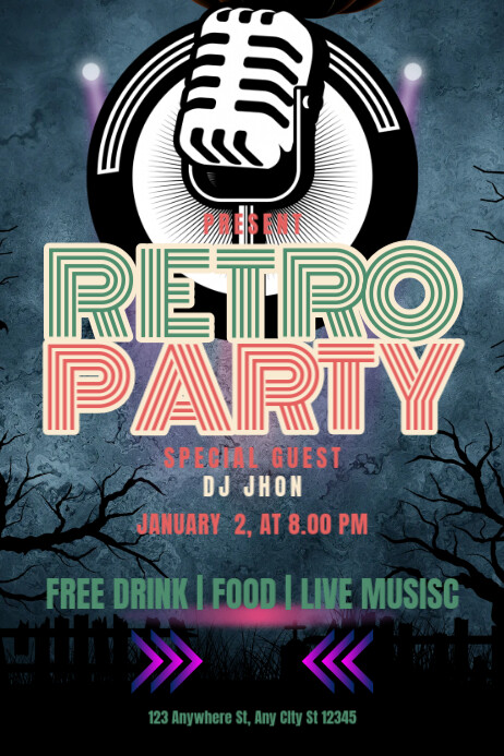 Retro Party Poster template