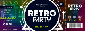 Czarny Retro Party Facebook Cover Photo Template