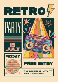 Retro Party Flyer A3 template