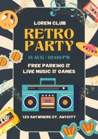 Retro Party Flyer A5 template