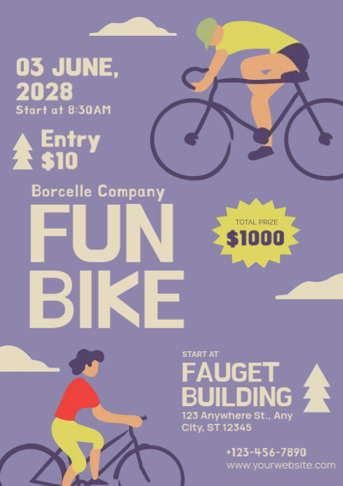 Flyer Cycle Copy of Retro Purple Fun Bike Event Flyer | PosterMyWall