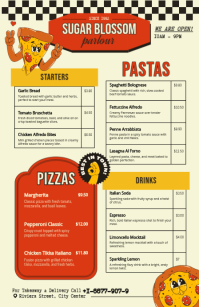 Retro Red and Yellow Fast Food Menu Tabloid template