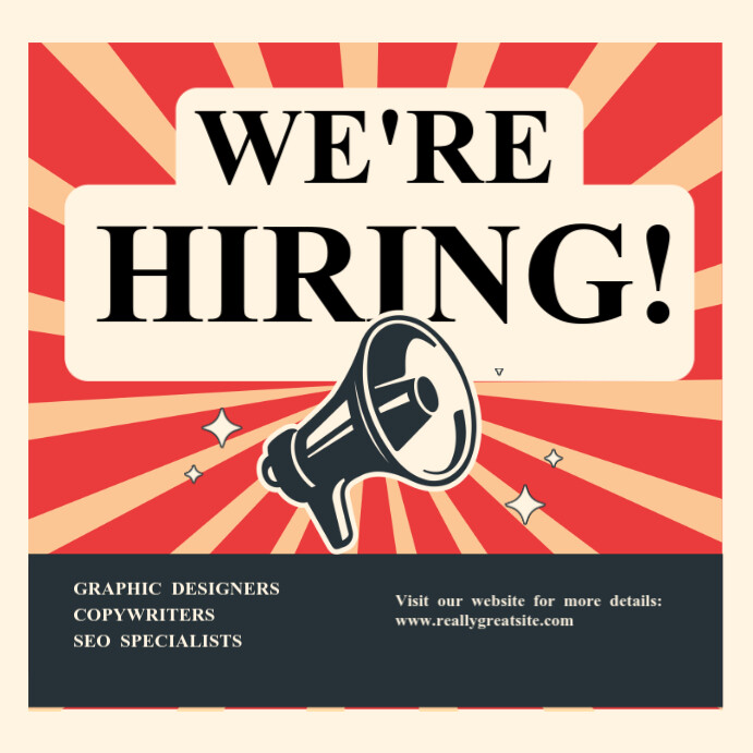 Retro Red Job Hiring Instagram Post Templat | PosterMyWall