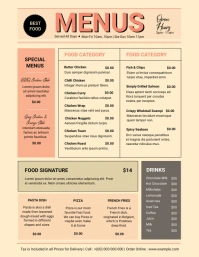 Retro restaurant menu flyer template
