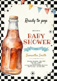 Retro soda pop baby shower Invitation A6 template