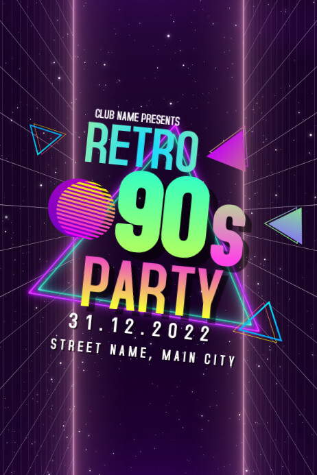 90s Throwback Party Flyers Retro 90s Party Flyer Template PSD By