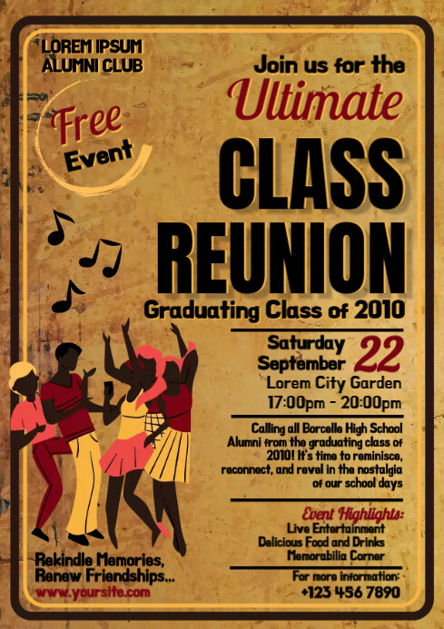 Retro Style Class Reunion Flyer Template PosterMyWall Retro Style Class Reunion Flyer Template PosterMyWall