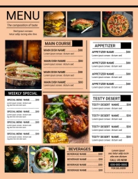 Retro Style Restaurant Flyer Template Volante (Carta US)