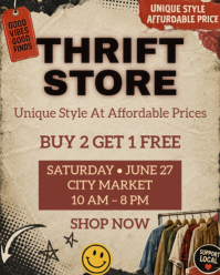 Retro Thrift Store Flyer Instagram Portrait template