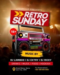 Retro vintage party video flyer Instagram Portrait template