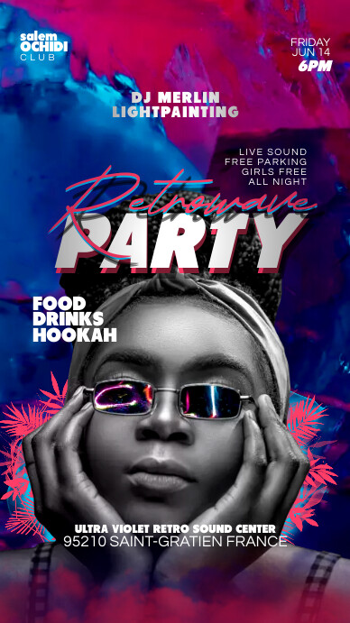 Retrowave 80's Party Flyer Instagram Story template