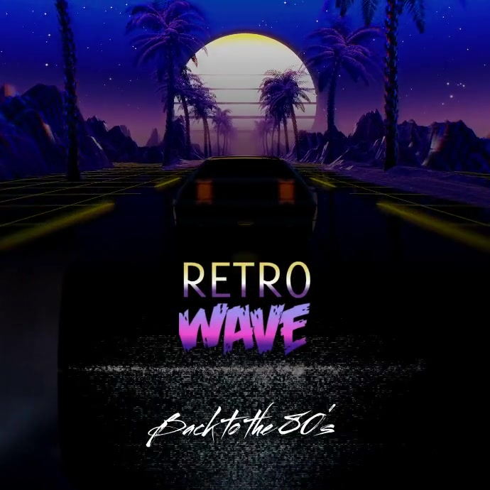 Retrowave Sunset 80's Video Album Cover Instagram Post template