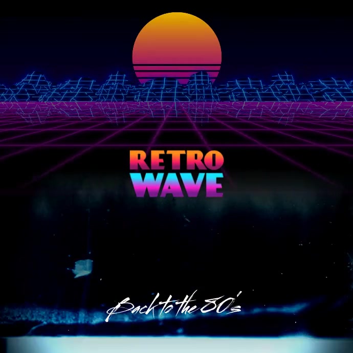 Retrowave Sunset Grid 80's Video Album Cover Instagram Post template