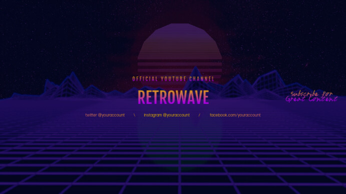 Retrowave Youtube Channel Art Banner Template Postermywall