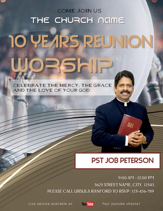 Reunion Church Event instagram, worship reuni Flyer (US Letter) template