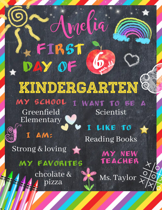 Reusable Back to school sign, Chalkboard Back 传单(美国信函) template