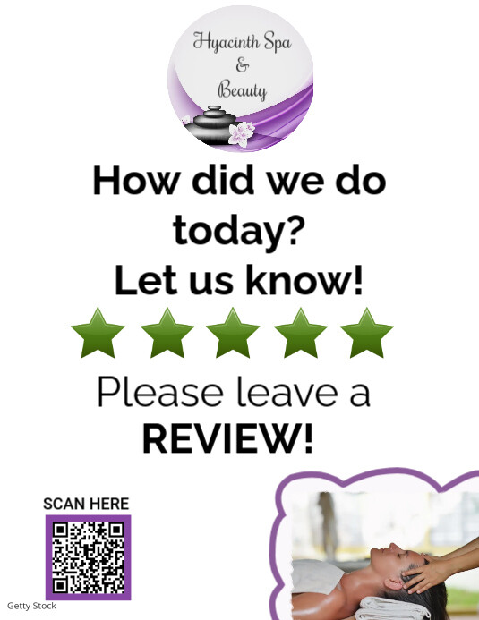 reviews templates, spa, beauty, customers, social media Ulotka (US Letter)