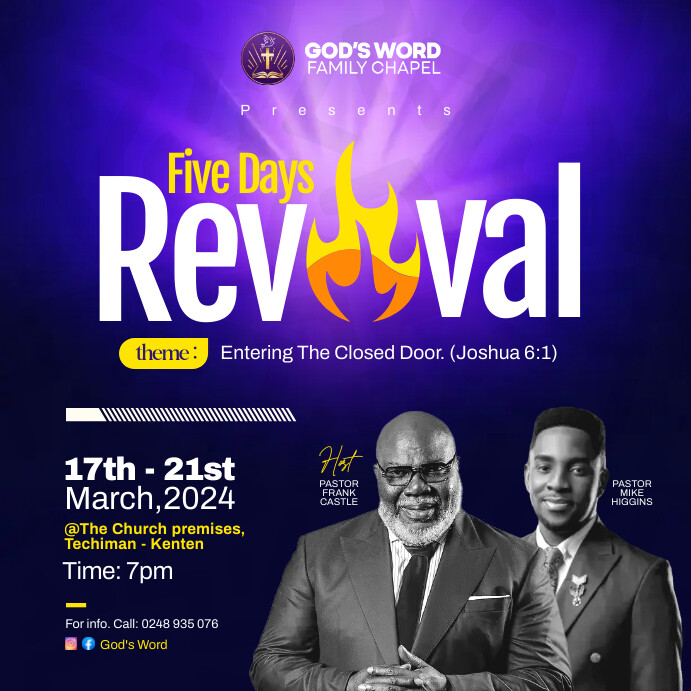 Revival church flyer (1) Instagram Post template