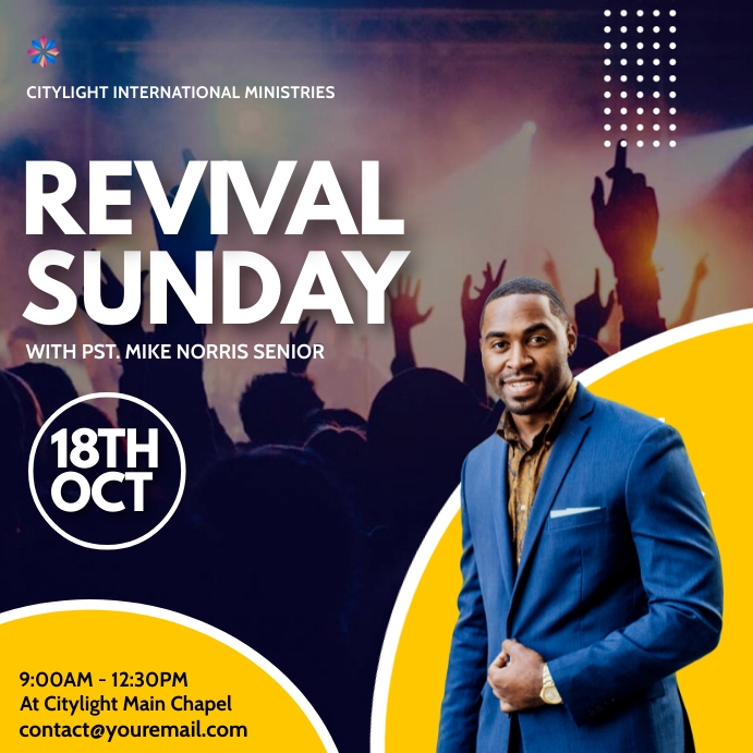 Brosur Template Kebaktian Gereja Minggu Kebangunan Rohani | PosterMyWall