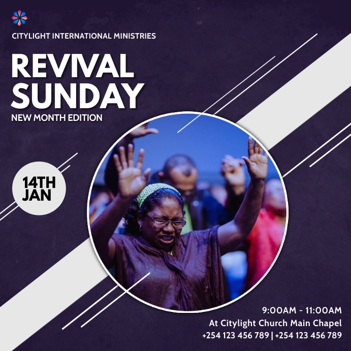 Brosur Template Kebaktian Gereja Minggu Kebangunan Rohani | PosterMyWall