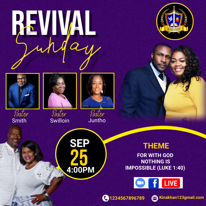 revival sunday flyer ,Sunday Worship Flyer , Instagram Post template