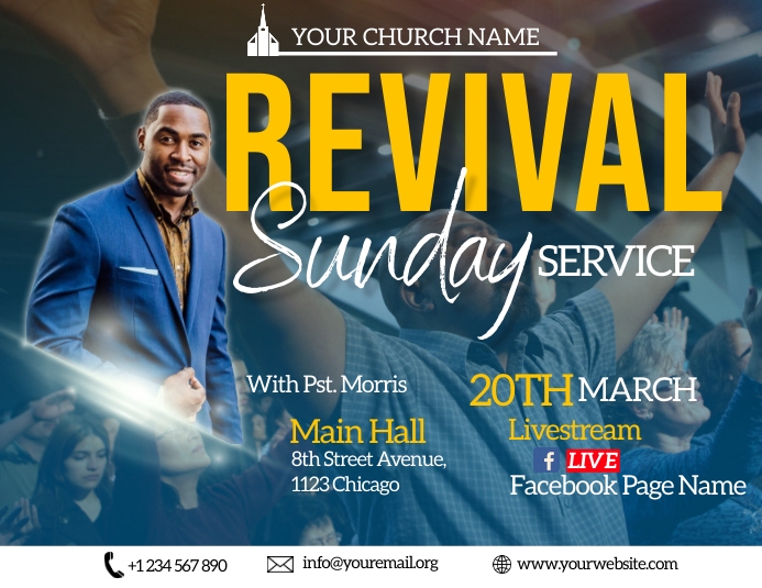revival sunday service flyer Template PosterMyWall