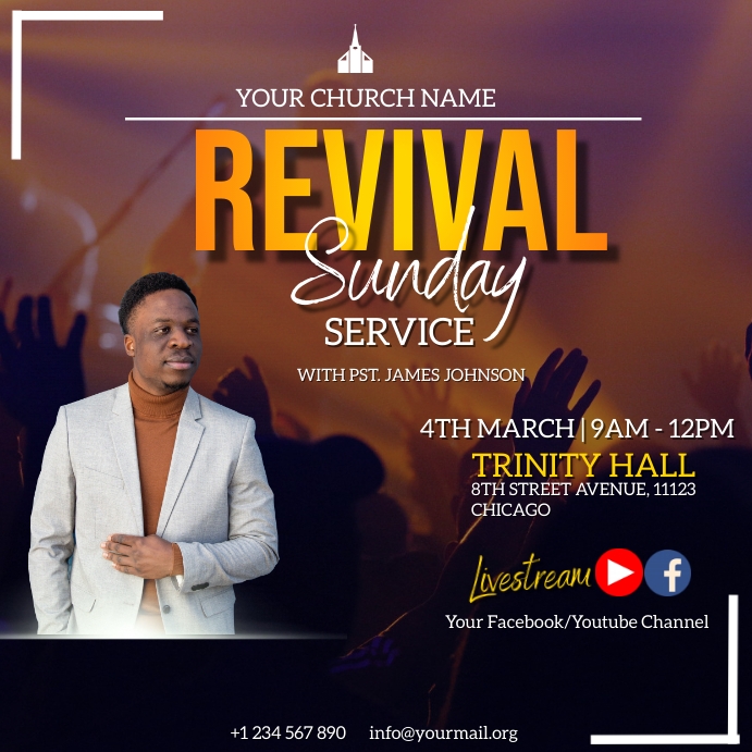revival sunday service flyer Template PosterMyWall