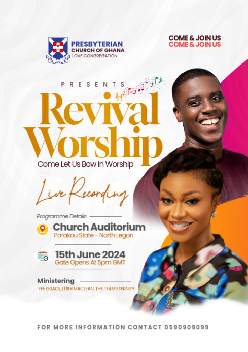 Revival Worship Church Event Poster A4 template