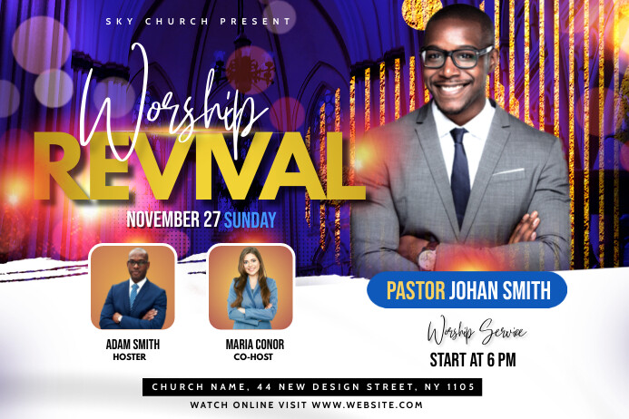 Brosur Gereja Penyembahan Kebangunan Rohani Templat | PosterMyWall