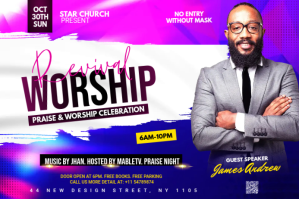 สีขาว Revival worship flyer ป้าย Template