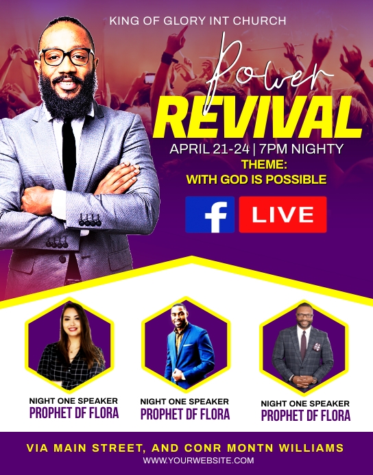 revival worship flyer Плакат/настенная панель template