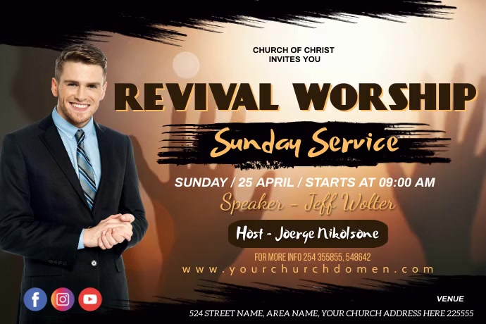 revival worship sunday service Poster template
