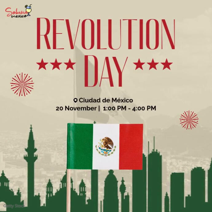 Revolution Day Square Post Mexico Сообщение Instagram template